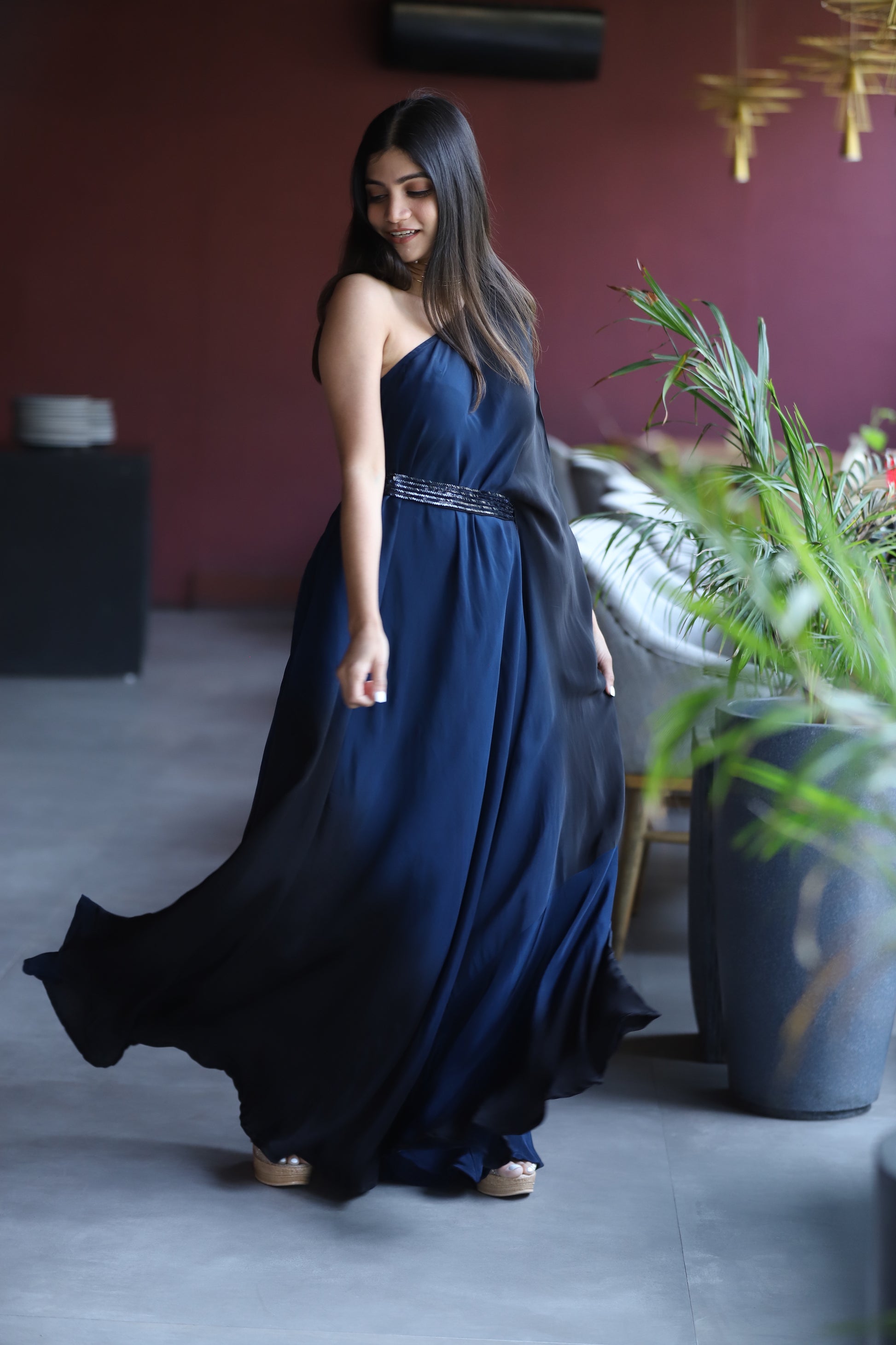 Buy Bold Blue Gown Online @Mohey - Indo Western for Women